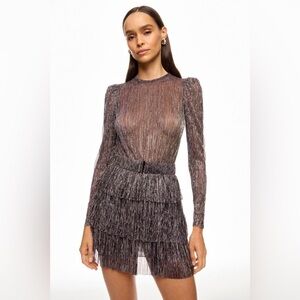 ($285 retail) Sabina Musayev Metallic Long Sleeve Dress size 2